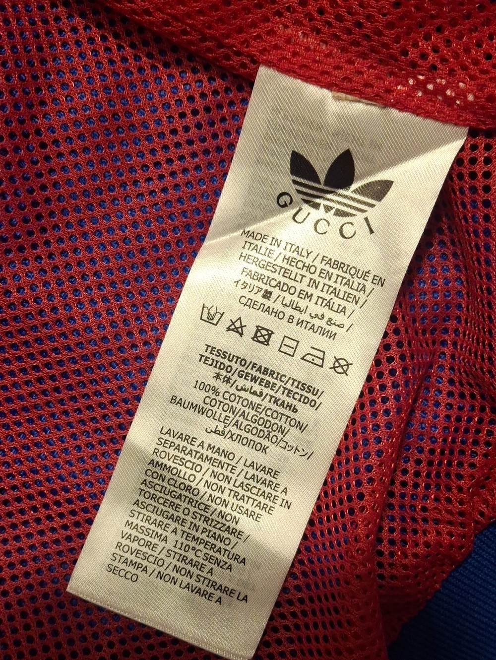 Gucci Blue Jacket with Red Mesh and Yellow Logo Patch - Picture 5 of 6